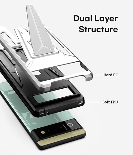 Miniatura 3 de GOOSPERY Funda de parachoques para Google Pixel 6 diseñada con doble capa resistente de grado militar a prueba de golpes, protector de cuerpo