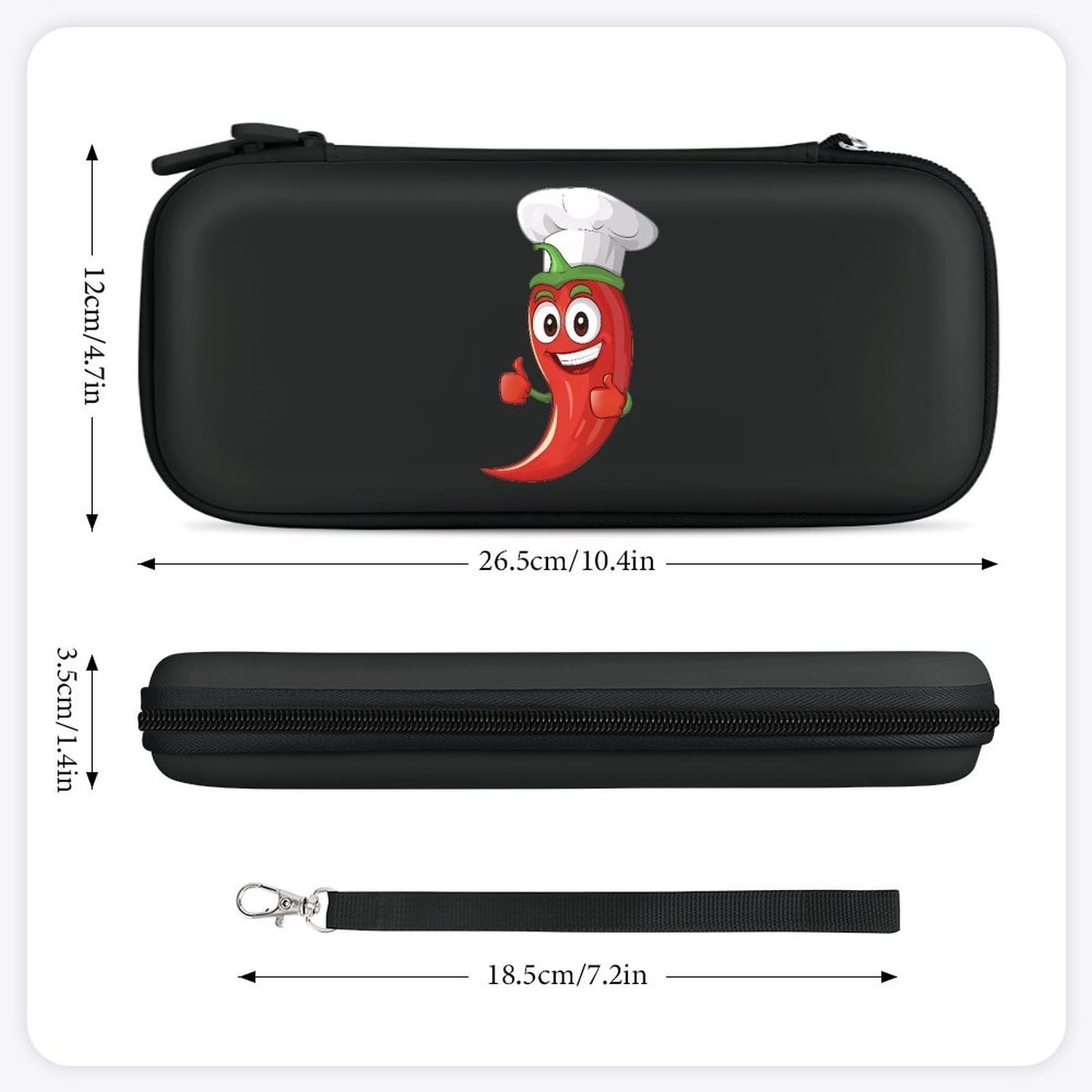 Chili Pepper Chefs Hat Compatible with Switch Carrying Case Hard Travel Game Bag Pouch with 15 Games Accessories Black-style
