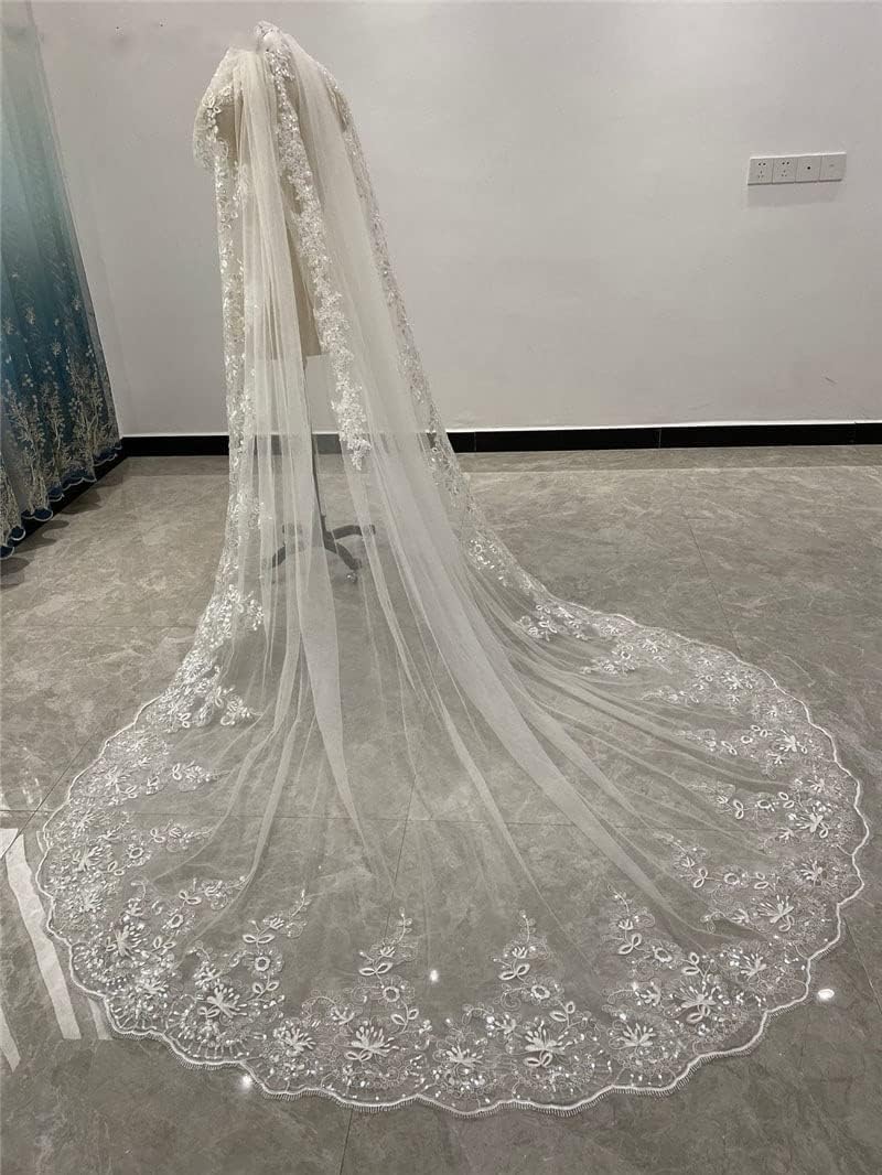Veli Lunghezza Velo da Sposa Uno Strato Velo da Sposa 3m 4m 5m Velo da Testa con Pettine in Metallo Velo a Goccia per scattare Foto Velo da Spalla