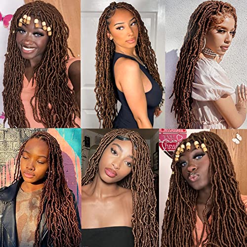 Annivia Faux Locs Wig With Baby Hair Full Double Lace Square Knotless Braided Wigs For Black Women Long Dreadlock Wig Hand-Braided Synthetic Twist Wig 32Inch 30# #TOP6