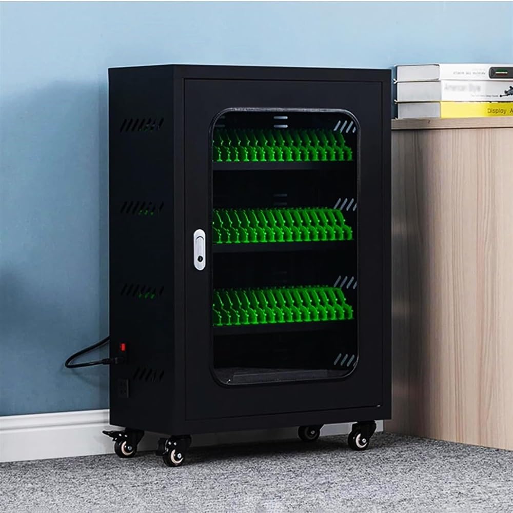 SDdPulse Cell Phone Charging Stations USB Rechargeable Cellphone Locker, Cell Mobile Phone Organizer Mobile Phone Charging Cabinet W/Universal Wheels,50 Slots