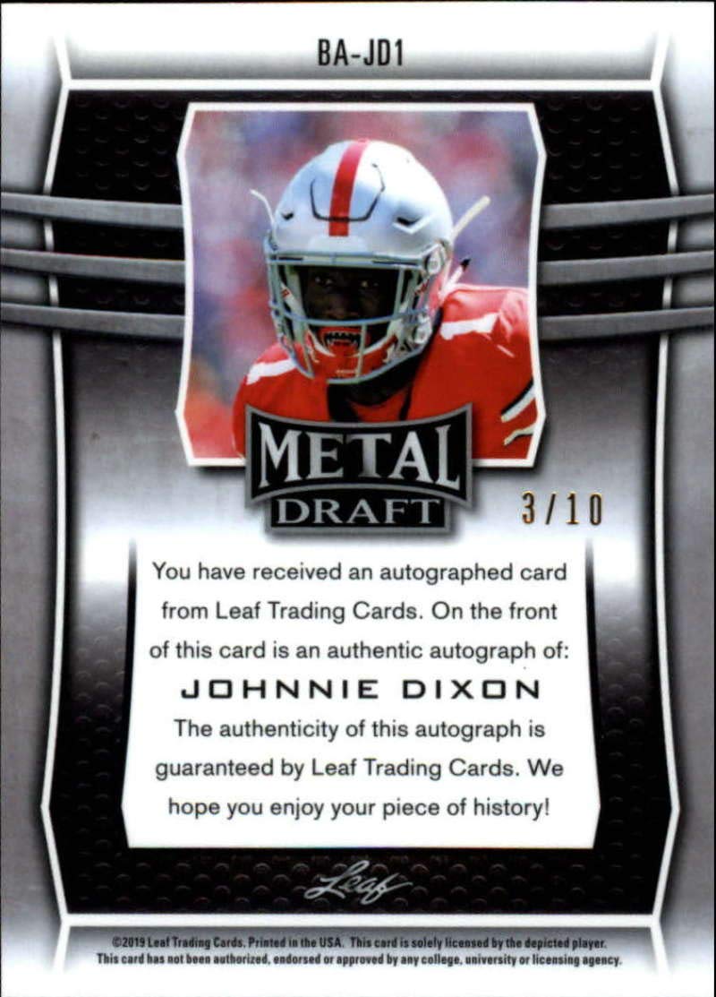 Amazon.com: 2019 Leaf Metal Draft Autograph Green Football #BA-JD1