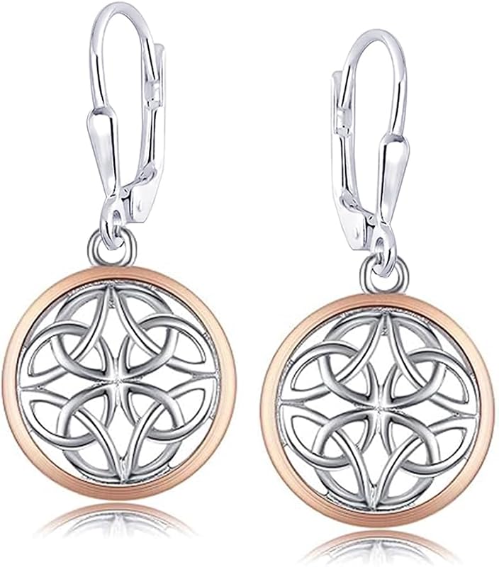 Pendientes colgantes LeCalla de plata de ley 925 con cierre de palanca para mujer | Pendiente colgante ligero en forma de lágrima con forma de corazón de filigrana y nudo celta | Regalos de joyería de inspiración vintage para mujeres