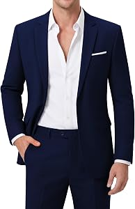 MAGE MALE Mens 2 Piece Suit Sets for Business,Slim Fit Jacket & Pants