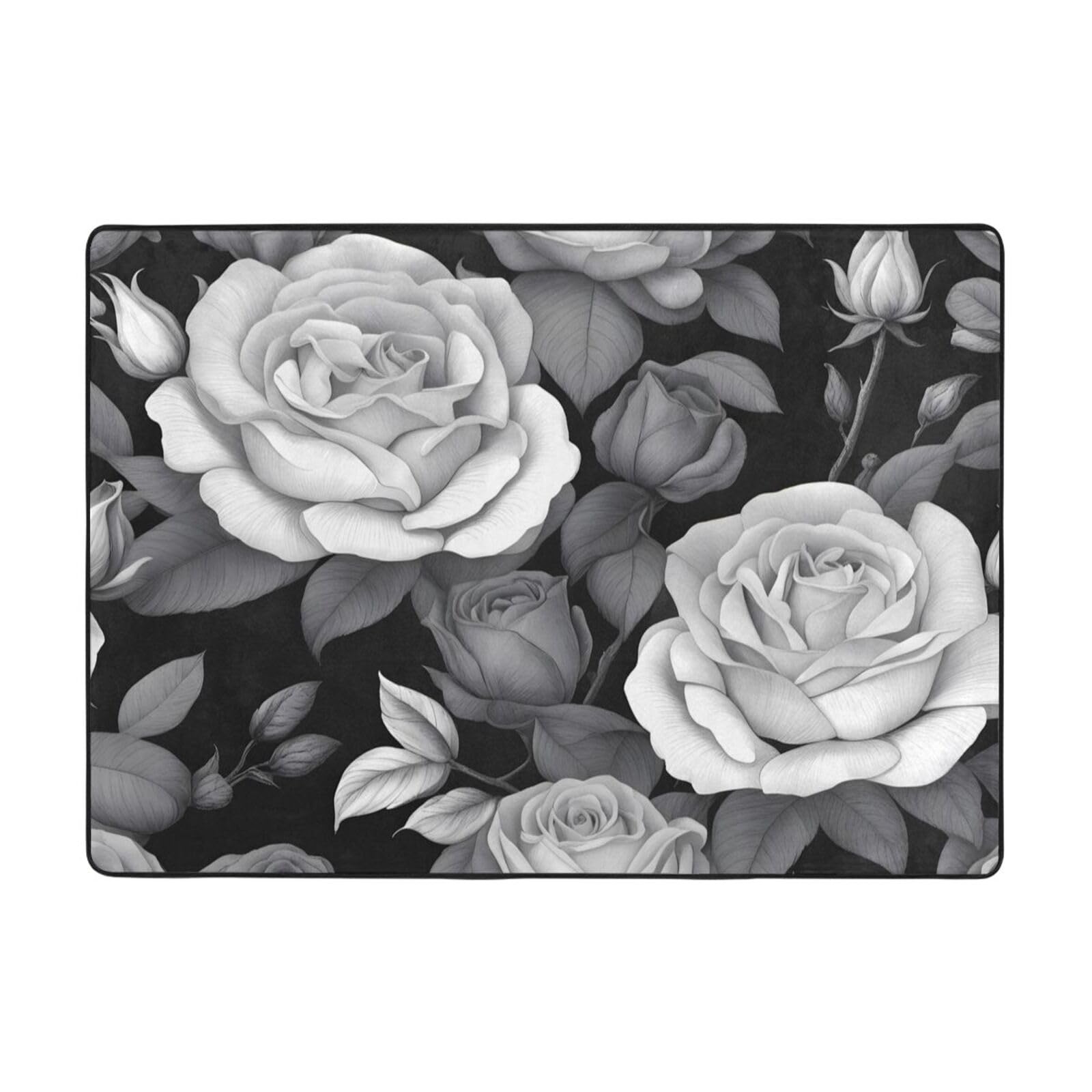 Tapis surdimensionné bleu sarcelle et rose fleuri de 203x147 cm pour salon