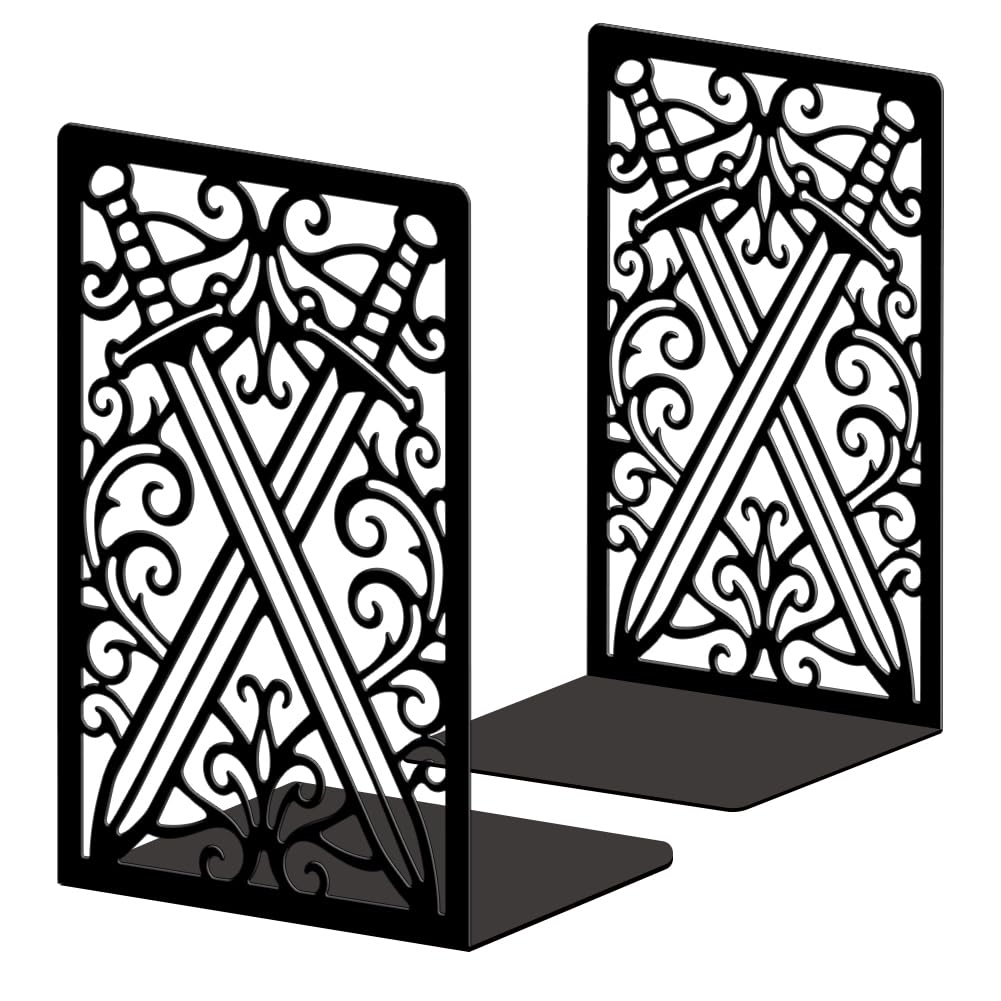 Serre-livres paire d'epees design noir pour organiser vos etageres de cuisine et salon