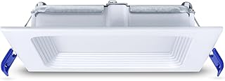 Leviton 4 in. Square Baffle Slim Downlight, 820 Lumens, 5 CCT Color Selectable 2700K-5000K, Dimmable, DBS40-S1W, White