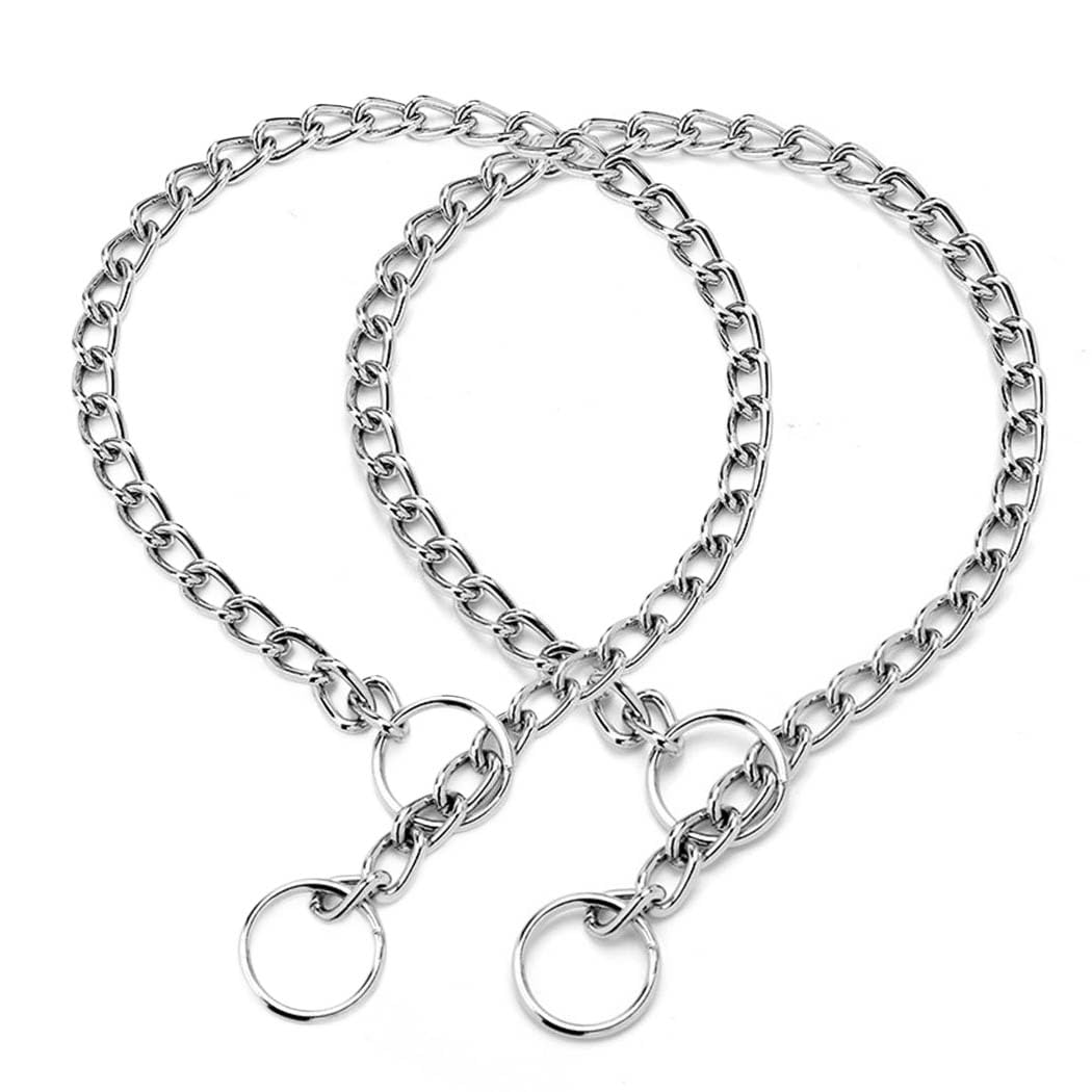2-Pack Choke Chain Dog Collar Metal Slip Link Choker Puppy Collars XXS
