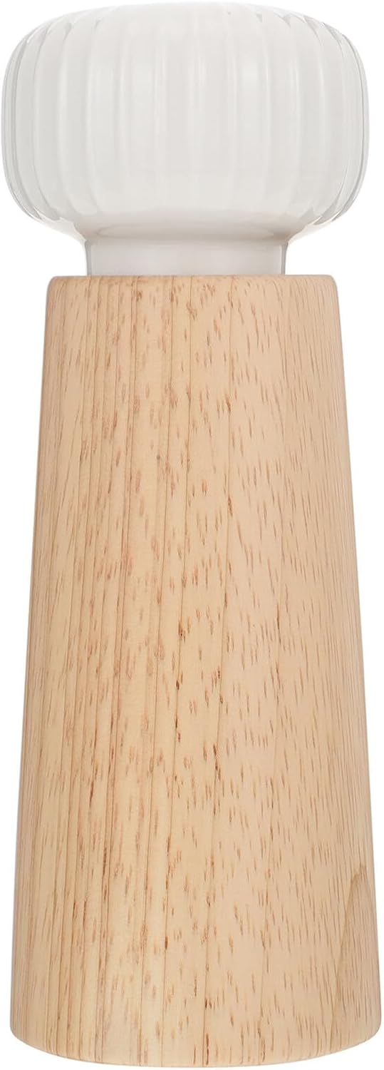 VALICLUD Wooden Manual Pepper Grinder with Ceramic White Cap Handheld Seasoning Grinder for Kitchen Use Solid Texture Easy to Clean and Maintain