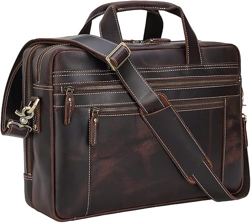 TIDING MaletĂn de cuero para hombres 17 "bolsa de ordenador de viaje de negocios bolsa de mensajero TIDING MaletĂn de cuero para hombres 17 "bolsa de ordenador de viaje de negocios bolsa de mensajero