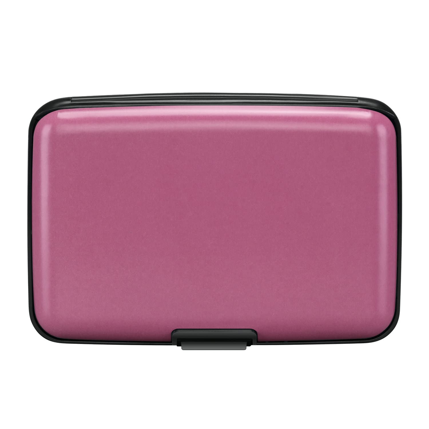 ELFISH RFID Blocking Credit Card Protector Aluminum ID Case Hard Shell Business Card Holders Metal Wallet for Men or Women（Matte Pink
