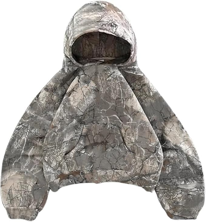 Pooyikoi Womens Camo Hoodie Y2k Oversized Leopard Print Hoodie Vintage Long Sleeve Sweatshirts Pullover Jackets Streetwear