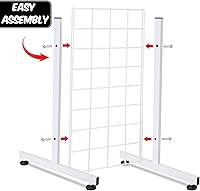 Vista 4 de Fumete 4 pares de patas de rejilla de alambre, base en T, tubo rectangular, soporte de pared de alambre, base de panel de rejilla, accesorios