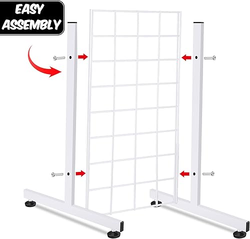 Miniatura 4 de Fumete 4 pares de patas de rejilla de alambre, base en T, tubo rectangular, soporte de pared de alambre, base de panel de rejilla, accesorios para