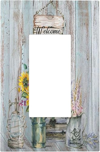 Miniatura 156 de Cubierta de interruptor de luz de 3 cuadrillas con diseño de flores azules púrpuras, cubierta de placa de pared de triple palanca, arbustos florales