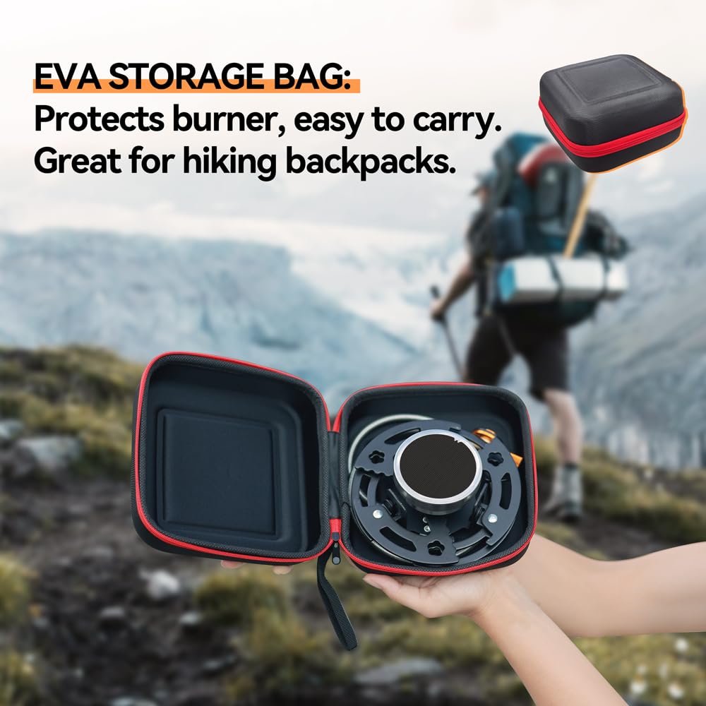 REDSUN FD6 Réchaud de Camping Infrarouge Brûleur à Gaz Anti-Vent Alpin Pliable Léger à 3 Pieds avec Sac EVA pour Pique-Nique Randonnée Camping-Car Pêche, FD6+Sac en EVA+Kit Adaptateur