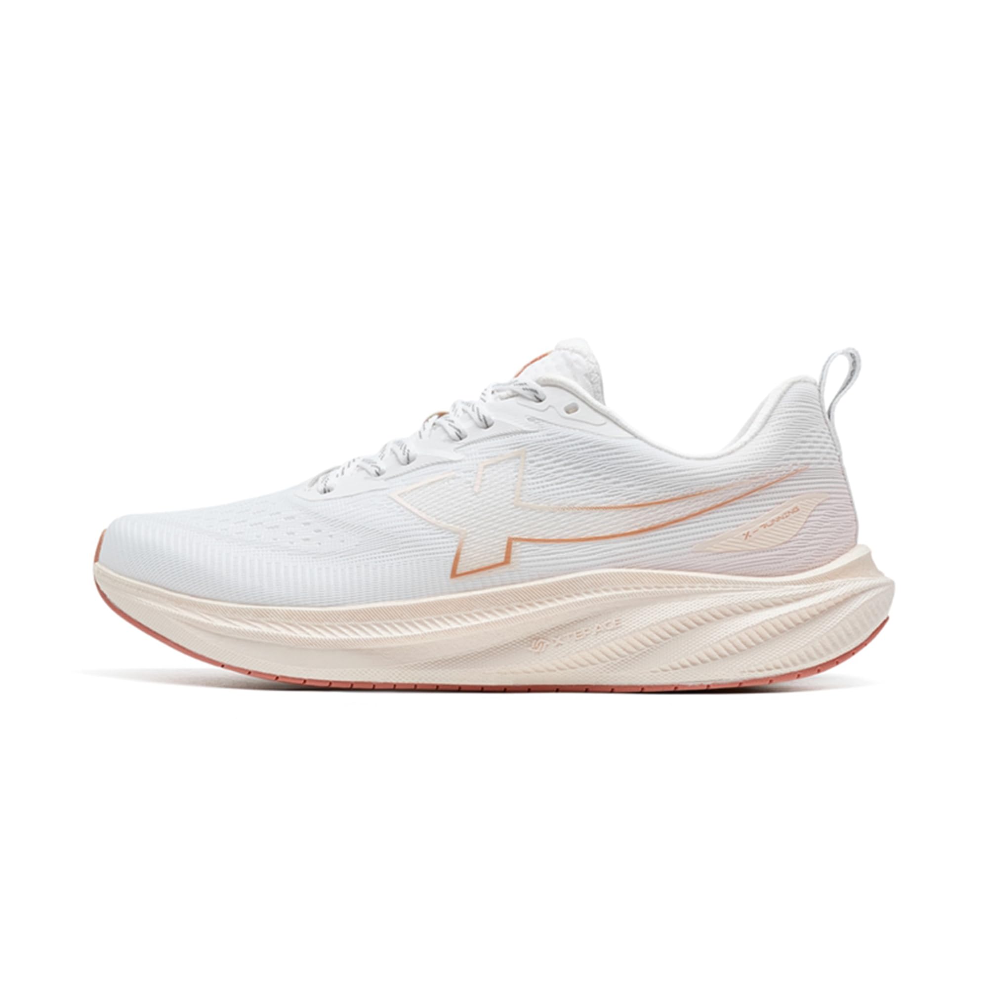 XTEP Damen Laufschuhe Weit, Dämpfung Joggingschuhe, Atmungsaktive Runningschuhe für Breite Füße, Leichte Sportschuhe mit Breite Passform, Weiß-Rosa, Gr.36-40