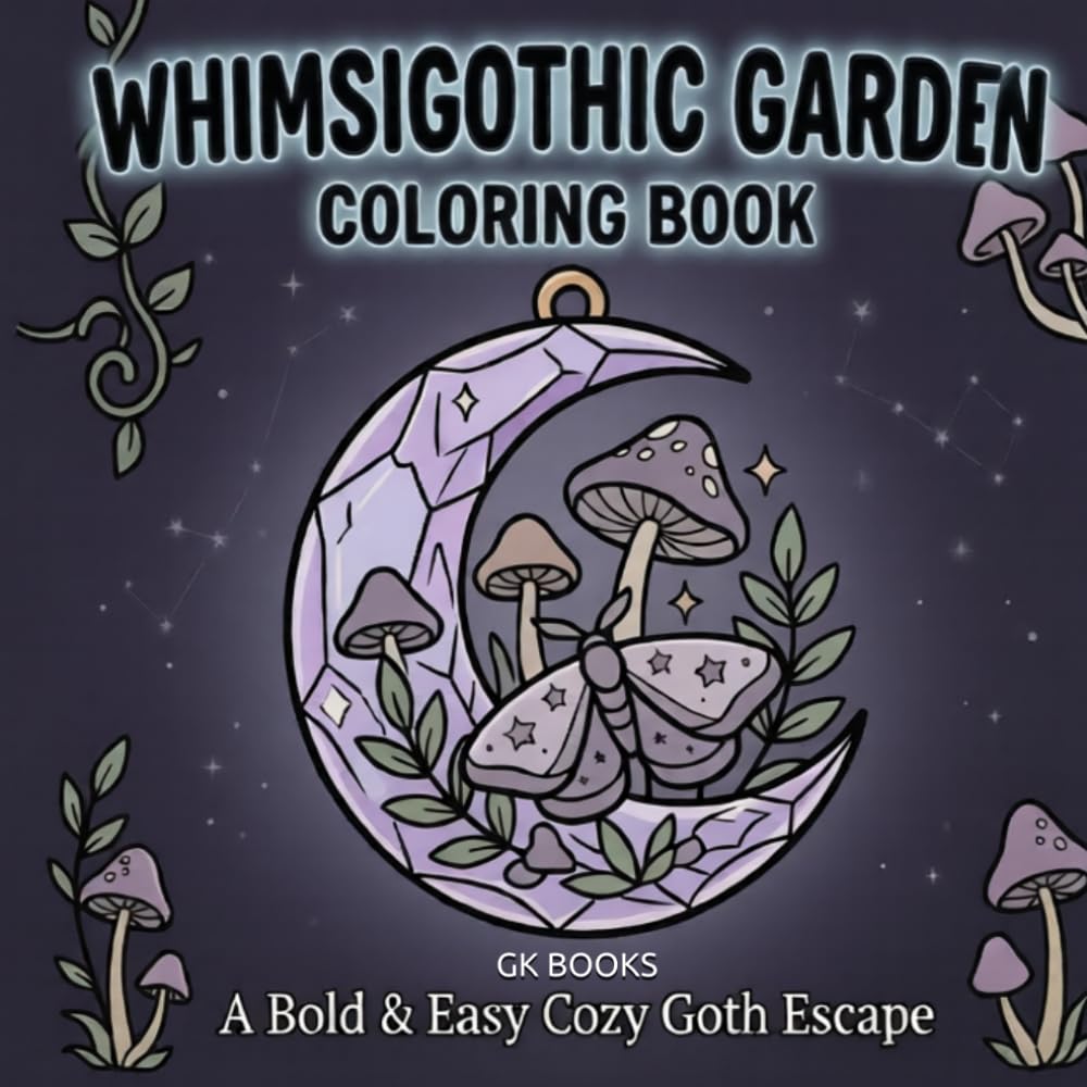 Whimsigothic Garden Coloring Book: A Bold & Easy Cozy Goth Escape for Adults and Teens with Anxiety Relief