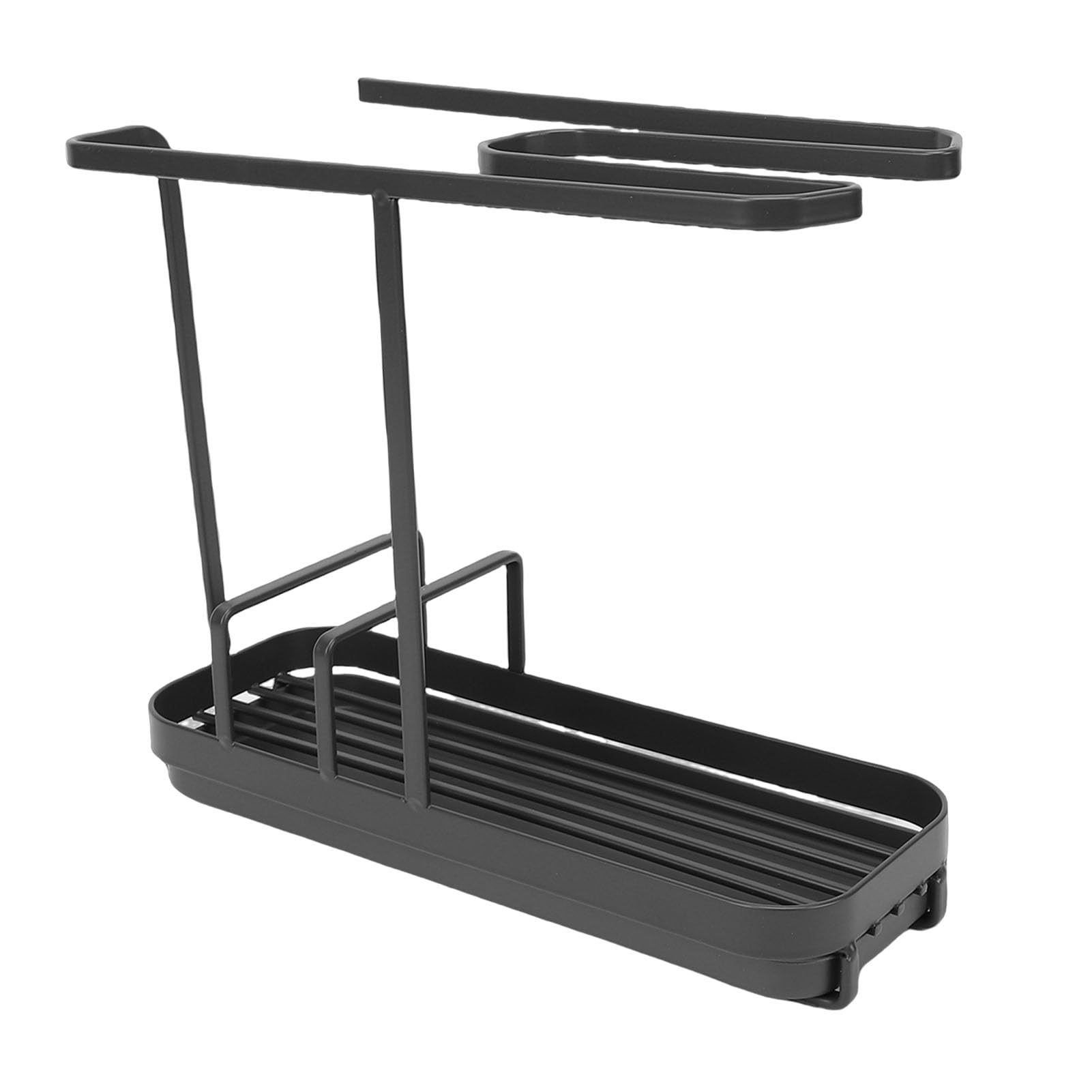 Ausla Küchenspüle-Organizer aus Metall, Schwammhalter mit Handtuchstange, 25 X 9,5 X 21,4 cm, Platzsparende Aufbewahrung auf der Arbeitsplatte für die Verwendung von Bürsten, Schwämmen und (Gray)