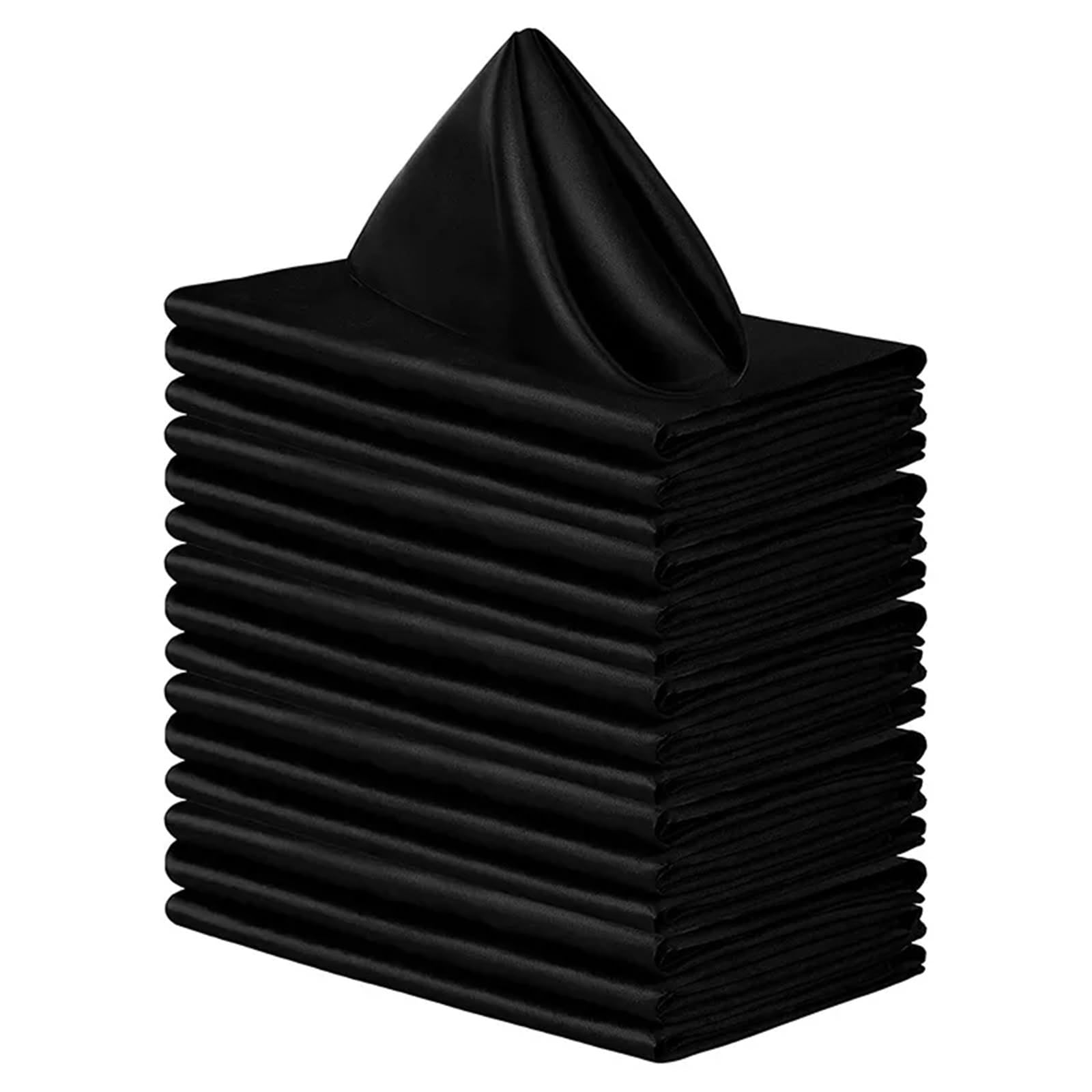 Cloth Dinner Table Napkins, Satin Dinner Napkins Multicolor 43x43cm 50pcs(Black)