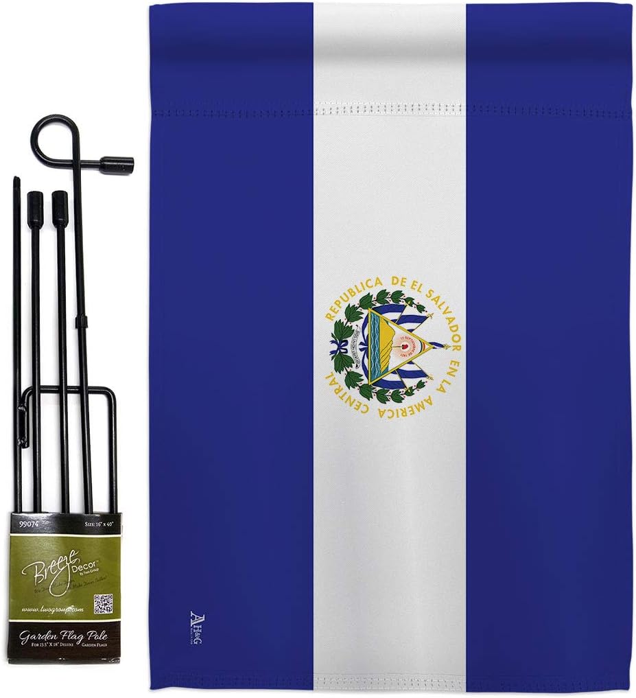 El Salvador Burlap Garden Flag Nationality Nation International World Country Particular Area Small Decorative Gift Yard House Banner Double-Sided Made In USA 13 X 18.5