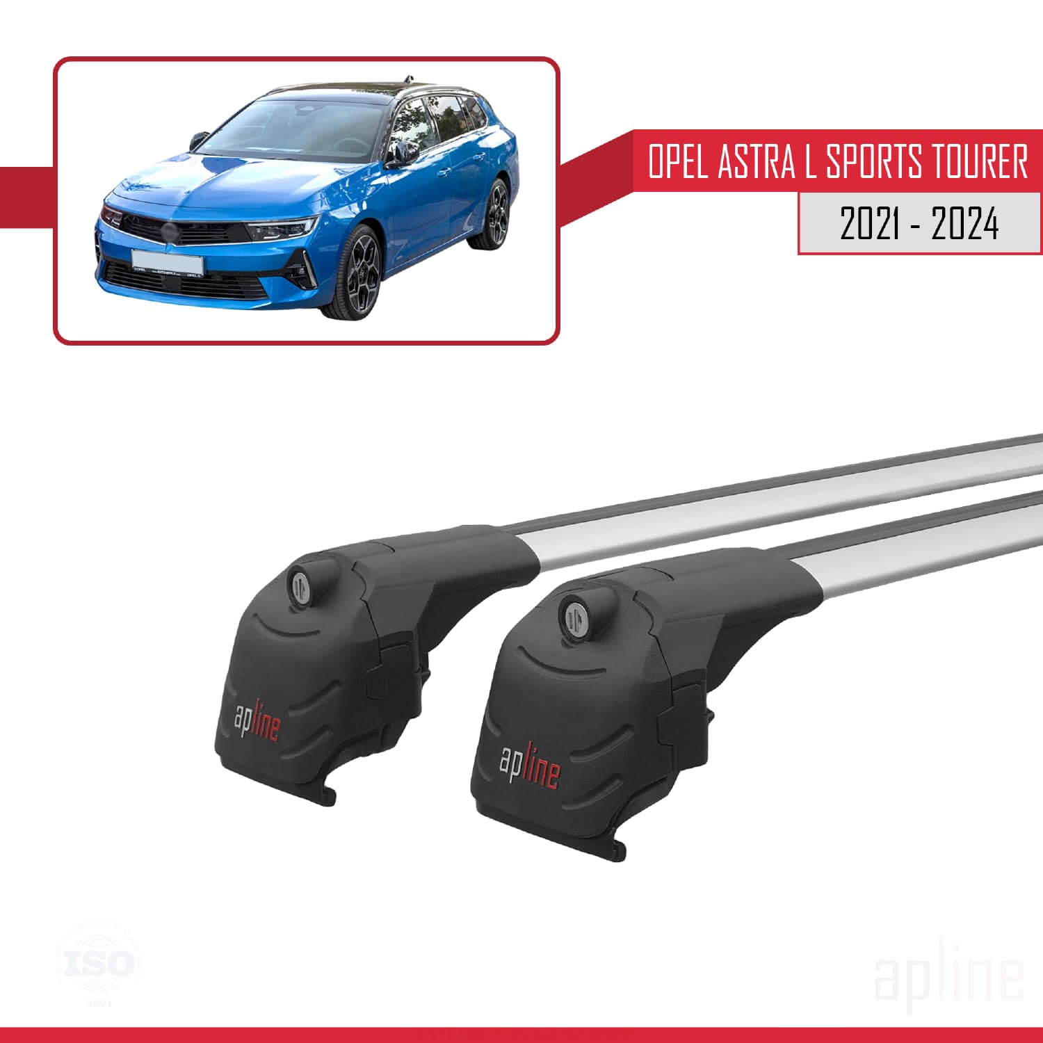 Kompatibel mit Opel Astra L Sports Tourer (C02) 2021-2026 ACE-2 Modell Relingträger Dachträger Auto Gepäckträger Grau Aluminium 2 Stangen