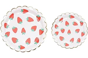 Strawberry Paper Plates: 80-Piece Party Pack for Birthday Decorations, Appetizers, and Bridal Showers