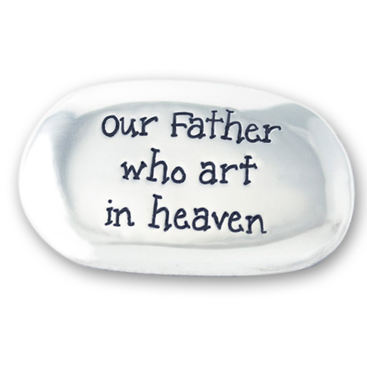 Cross My Heart Silver Our Father Who Art In Heaven Lord's Prayer Polished Coloured Metal Thumb Stone Pocket Token Keepsake 4 Cm 2.7Cm