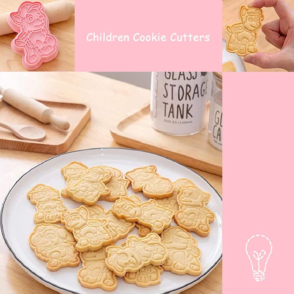 Cookie Cutters Set,6 PCS Animal Cookie Cutters for Kids 3D Paw Dog Mould Plastic Biscuit Fondant Press Plunger Cutters Mould for Kids Cake Pastry - Image 3