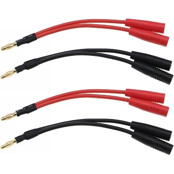EMSea 4 x 4mm Banana Plug to 2 Female Connector 14AWG Banana Plug Isolator Cable for RC Aircraft