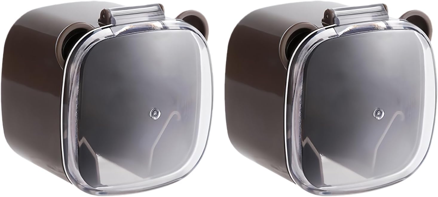 Adhesive Cable Holder - 2 Pieces No Drilling Storage Rack, Cord Clips for Wall | with Dustproof Clear Cover Traceless Adhesive Cord Holder for Kitchen Bedroom Hotel School Home Workplace Apartment