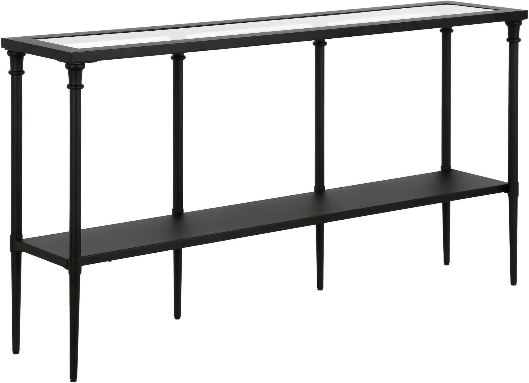 Nellie 55'' Wide Rectangular Console Table with Metal Shelf in Blackened Bronze