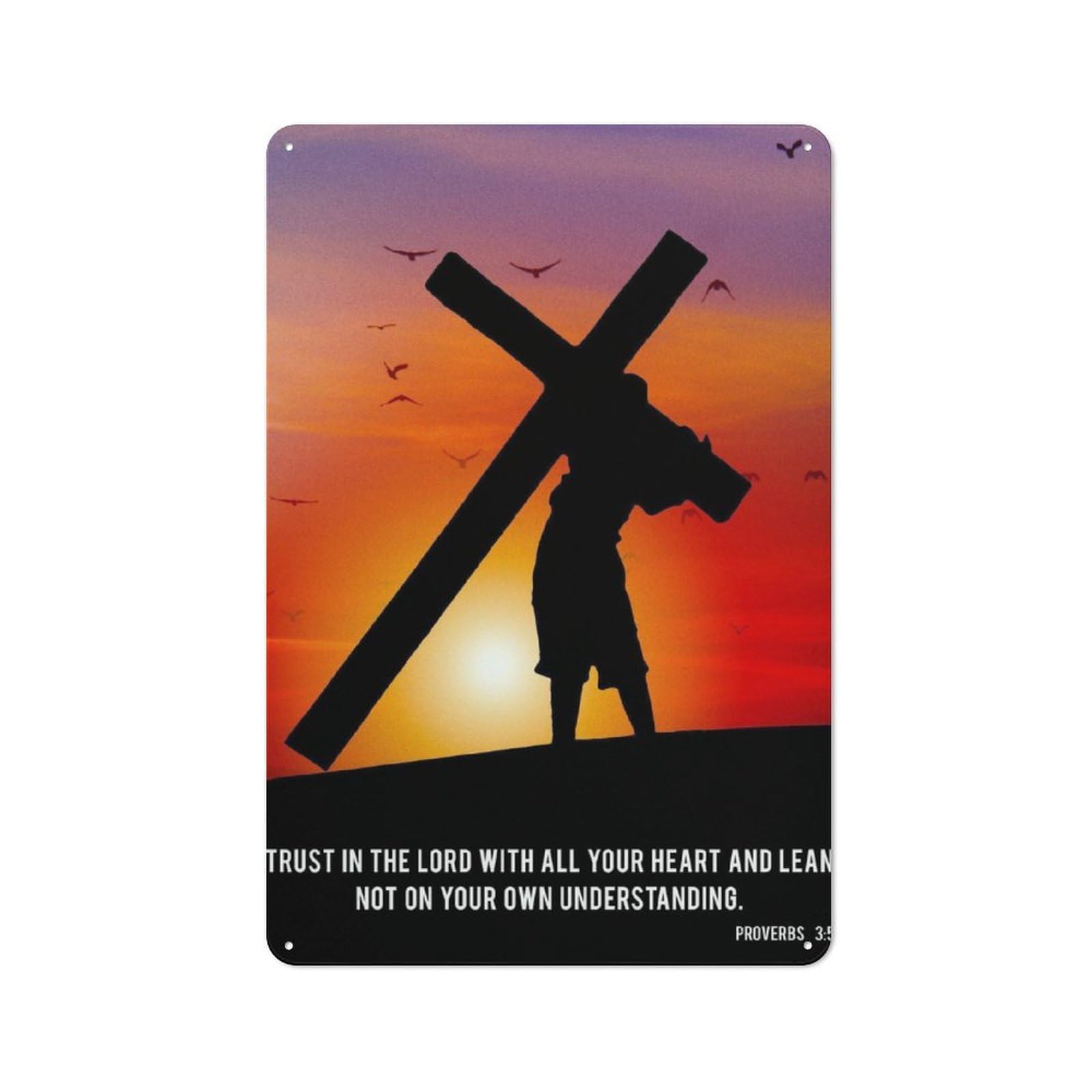Junmoney Jesus With Cross Rustic Vintage Metal Sign 30X20cm Featuring Home Bar Decor For Cafe, Pub, Workshop Or Home Bar