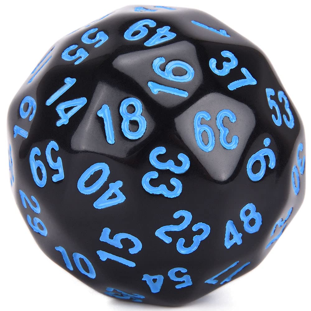 MURUI ZX D60 Polyhedral Dice Opaque Color Sixty Sided For Tabletop Role Playing Games DND Y212. (Color : Black w Blue ink)