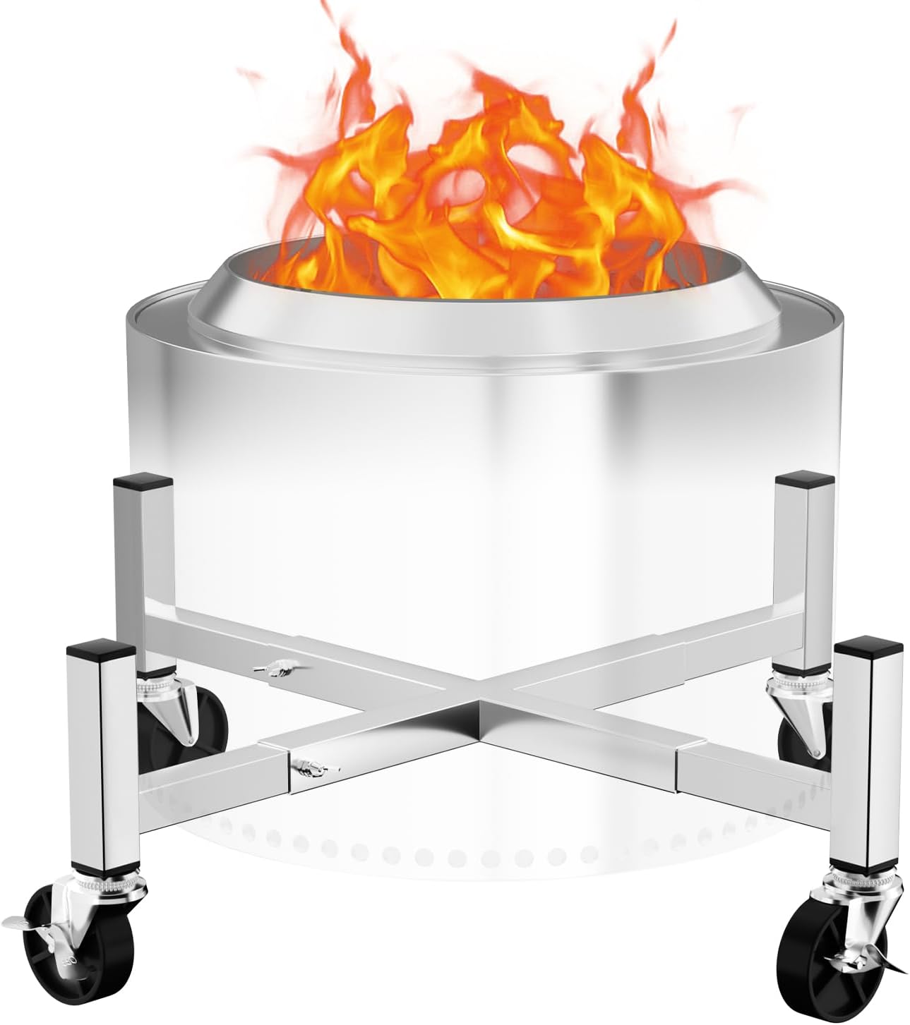 Hisencn Expandable 15-27" Fire Pit Rolling Stand – Heavy-Duty 360° Swivel & Locking Wheels, Universal Fit for Solo Stove & More Fire Pit, Rust-Proof Stainless Steel for Patio, Camping, Outdoor 15 - 27 in.