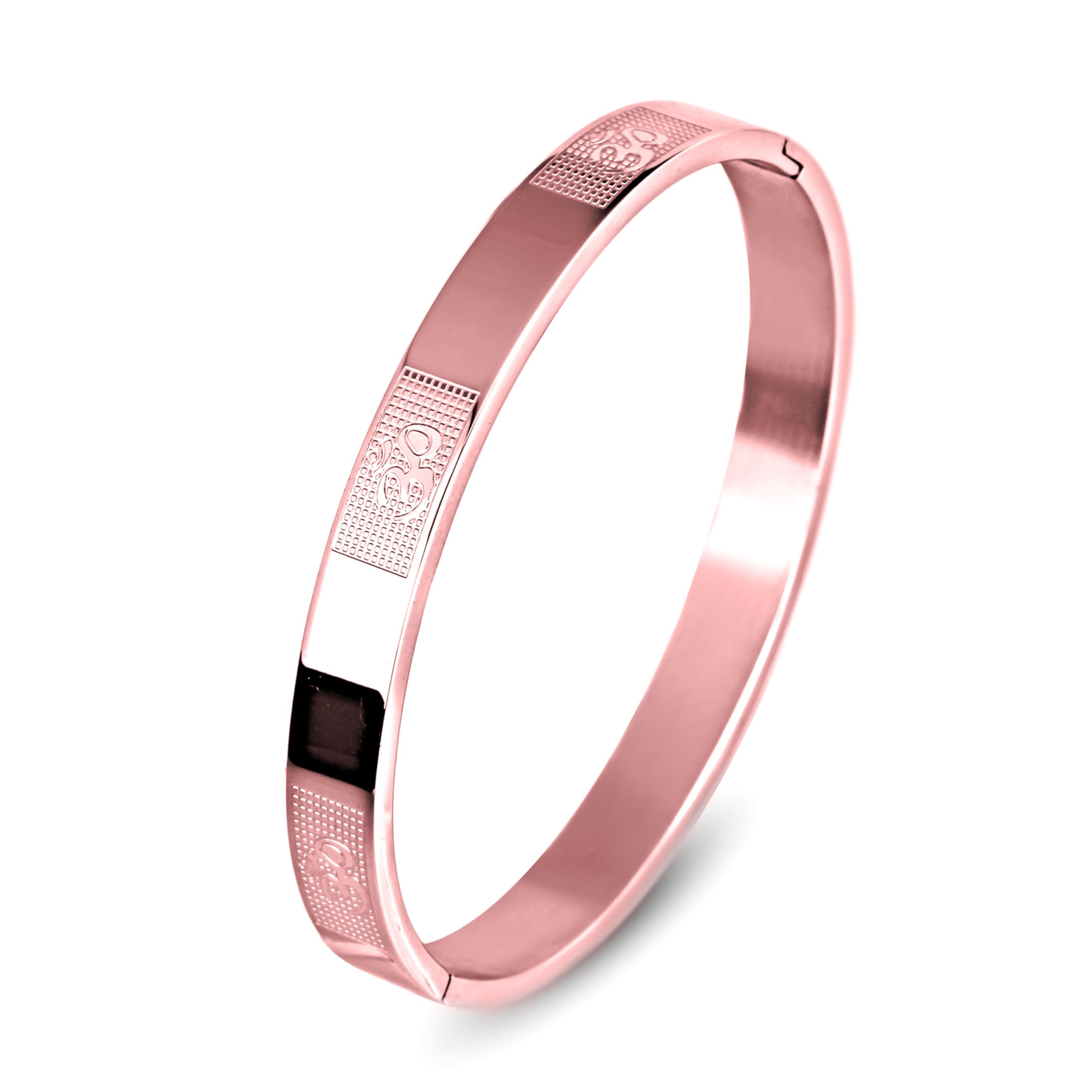 MEENAZ Bracelet for Men Stainless Steel | Aum Om Kada for men Bracelets | Bracelet for Boys Rose Gold,Kada | Waterproof, Anti-tarnish Bracelet golden, Rust-free, Skin friendly | 8 mm Bracelets for Men