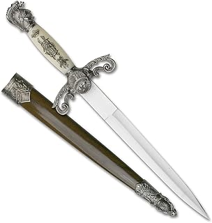 MASTER USA – Medieval Mini Short Sword, Stainless Steel Blade with Cast Metal Handle, Wood Scabbard – Fantasy, Collectible