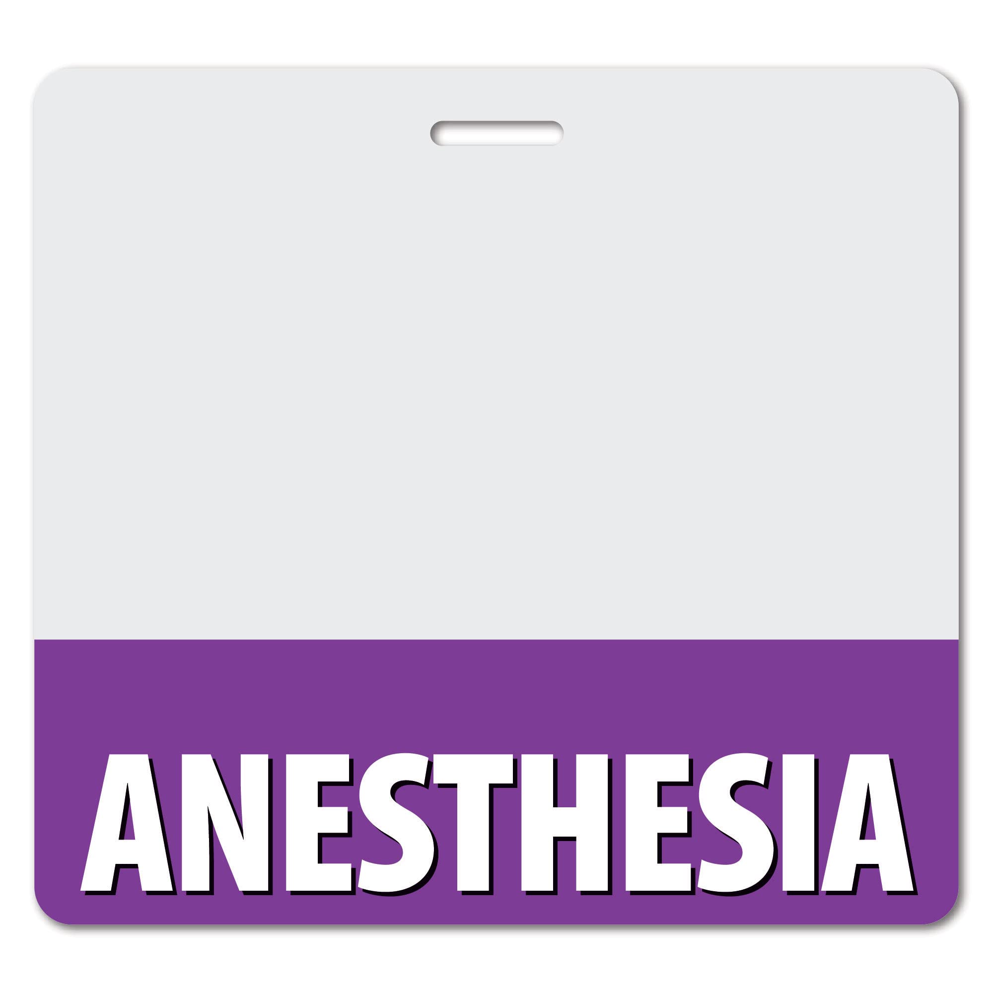 Anesthesia Heavy Duty Horizontal Purple (1 Pack) - Spill & Tear Proof Cards - 2 Sided USA Printed Quick Role Identifier ID Tag Backer by BadgeZoo
