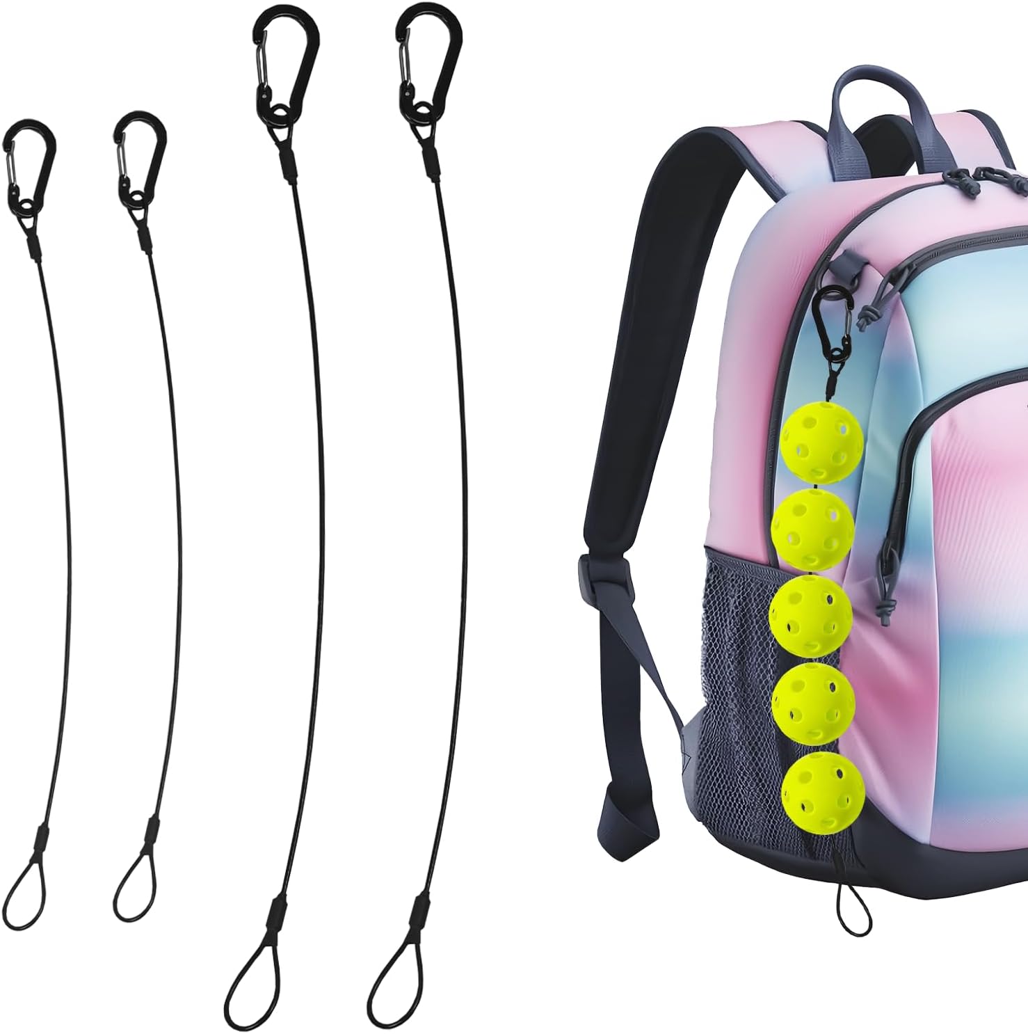 4 PCS Pickle-Line Pickleball Ball Holder – Portable Pickleball Accessory Storage Clip for Bag, Travel & Outdoor Sports, Organized Carrying System for Pickleball Players