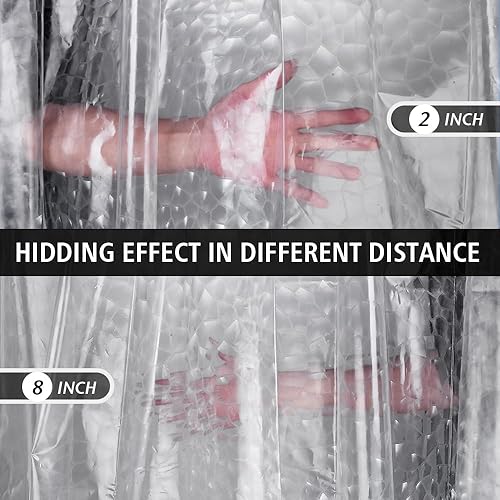 Miniatura 6 de Cortina de ducha de EVA 3D, cubo de agua, 72 x 72 pulgadas, cortina de ducha de plástico transparente de alta calidad con ojales de metal