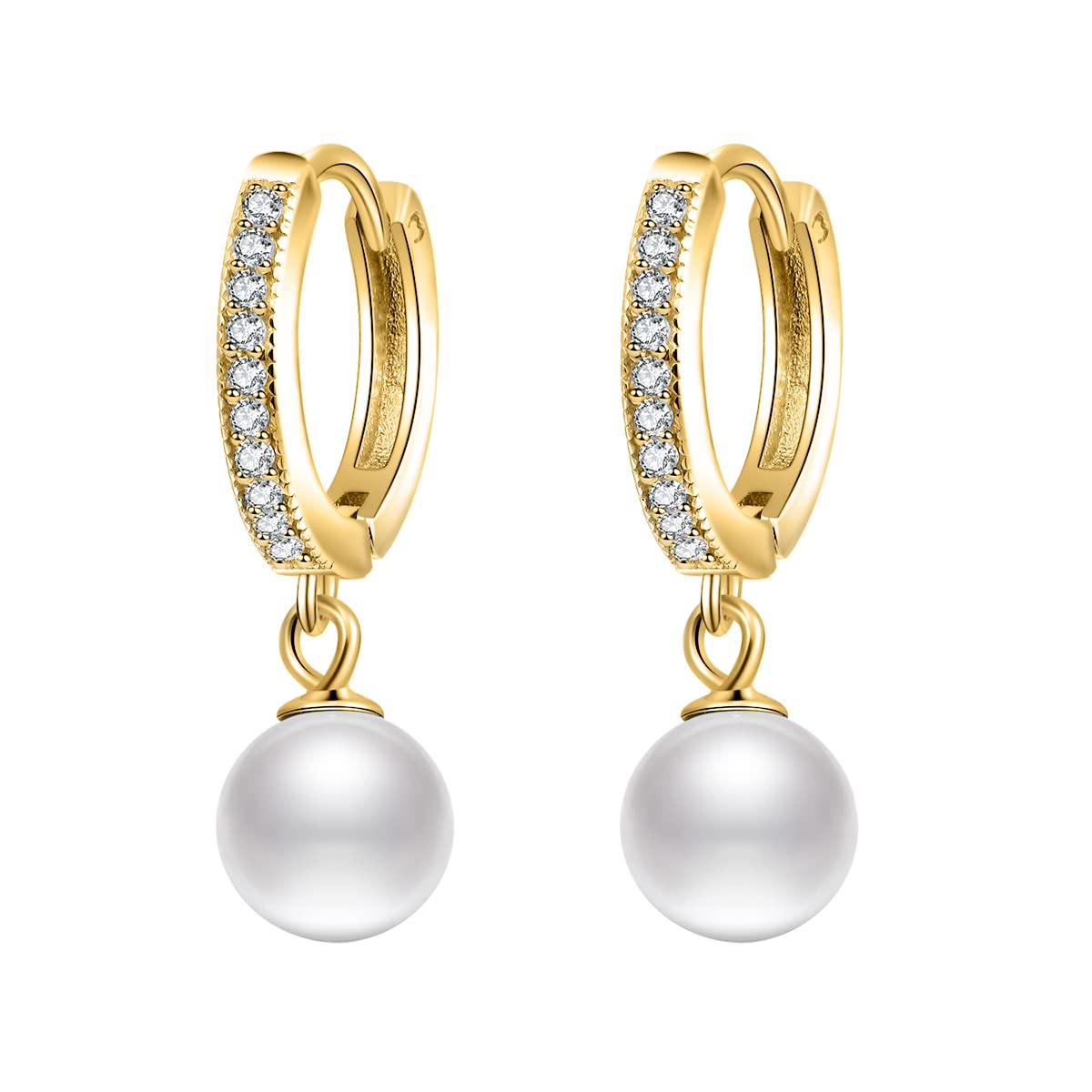 MARLION JEWELS Pendientes aro de plata mujer. Aretes brillantes con preciosas perlas. Pendientes mujer plata acabados en plata de ley u oro de 18K ideal para regalo del día de la madre, aniversario... Joyeria mujer