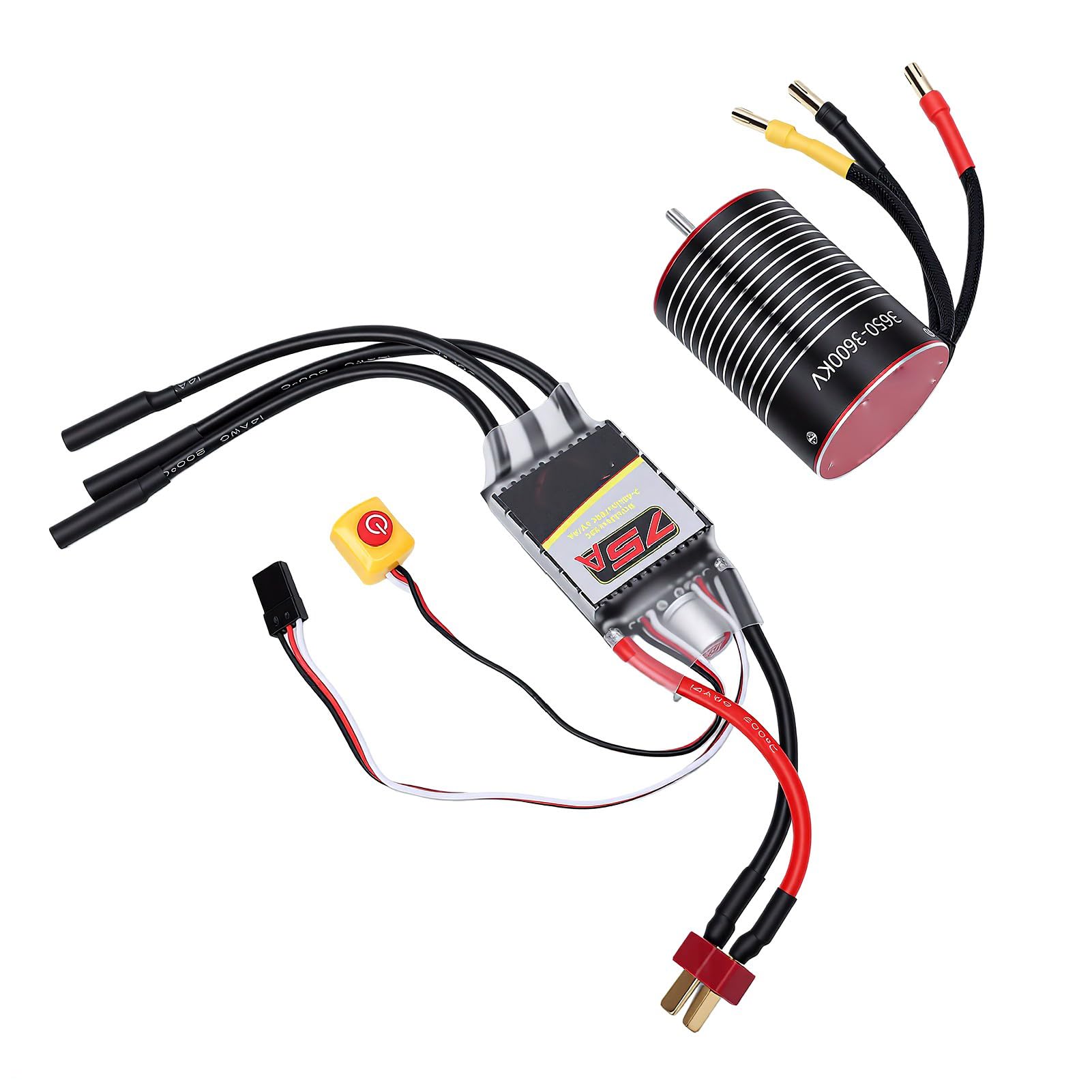 Topiky Profesjonalny Bezszczotkowy Silnik RC 3650 3600KV z kombinacją 75A ESC dla Pojazdów RC 1/10, Ulepszone Funkcje Bezpieczeństwa