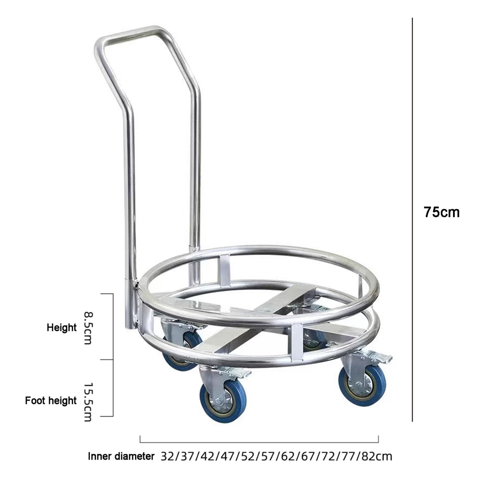 Le Utili Carrello in Acciaio Inox con Ruote Girevoli, Pentola Commerciale e Secchio Latte, Carrello Multiuso (37 x 75 cm) - Ideale per Ristoranti & Catering