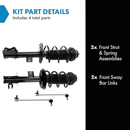 Miniatura 235 de TRQ Kit de suspensión delantera, conjunto de amortiguadores y resortes, barra estabilizadora, enlace estabilizador compatible con Chevrolet