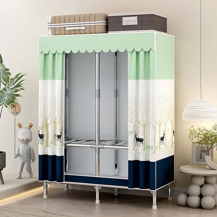 HUHJYUGE Wardrobe Closet for Hanging Clothes, Portable Wardrobe Closet with Cover, Portable Closet Wardrobe Heavy Duty, Extra Sturdy, Strong and Durable, for Cloakroom, Bedroom