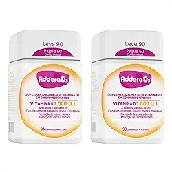 Kit com 2 Addera D3 (Vitamina D3 1.000UI) c/90 Comprimidos cada