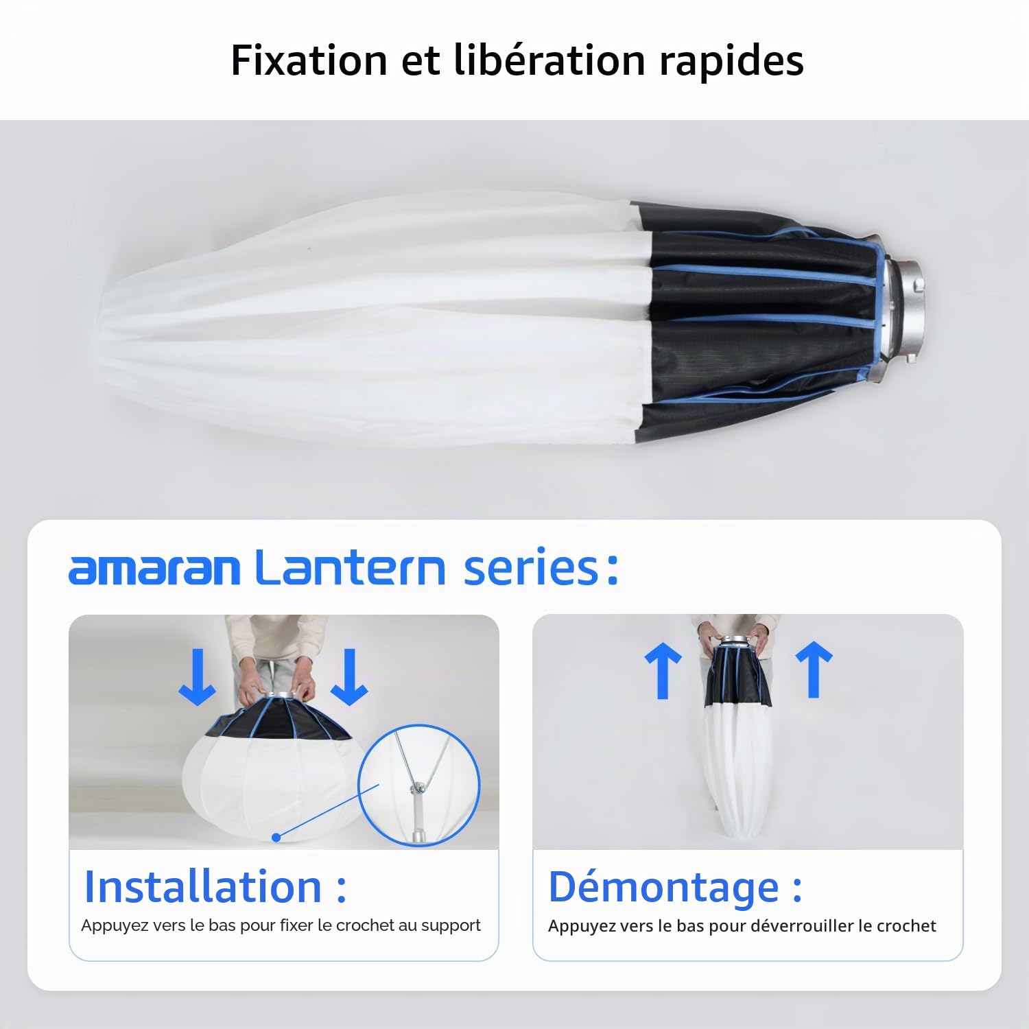 Amaran Lantern 90cm Grande Boîte à Lumière Sphérique Bowens, Éclairage Omnidirectionnel 360° pour Studio et Production Vidéo, Montage Rapide avec Sac de Transport
