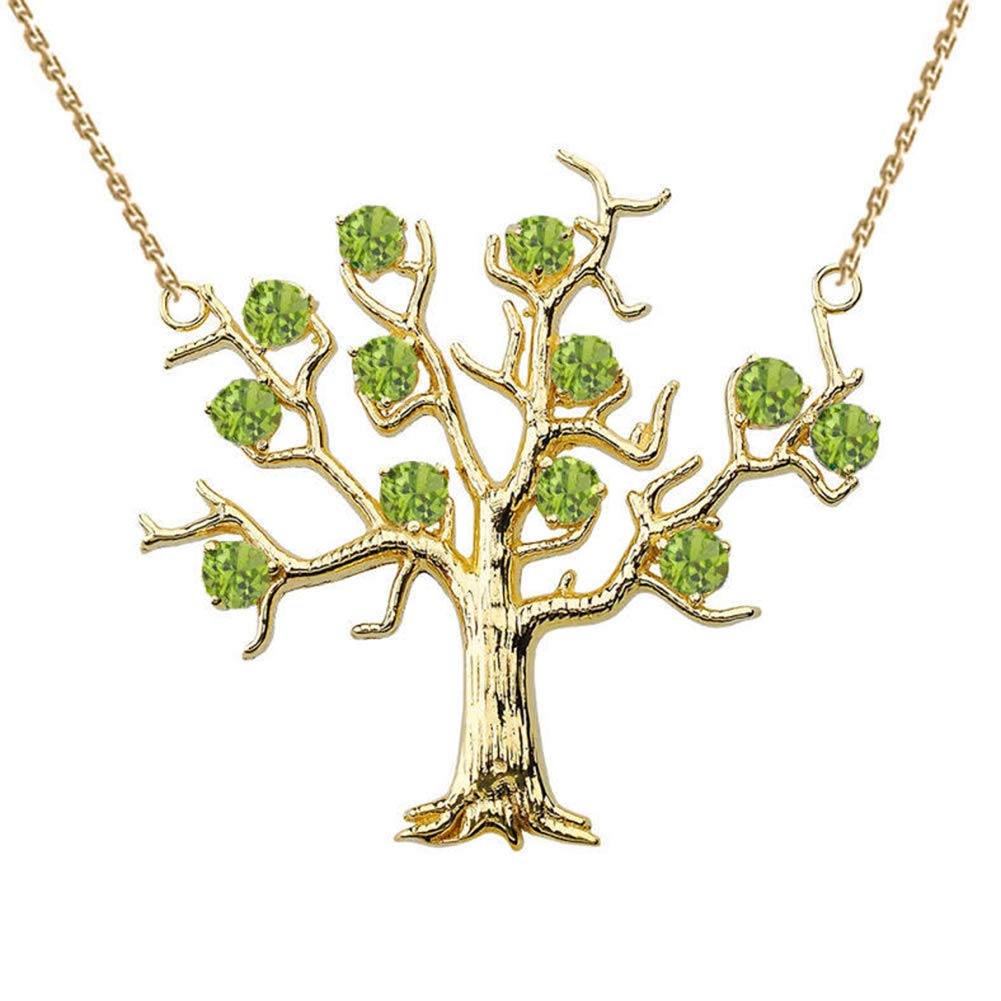 Little Treasures 14 ct Yellow Gold Peridot (LCP) Tree Necklace