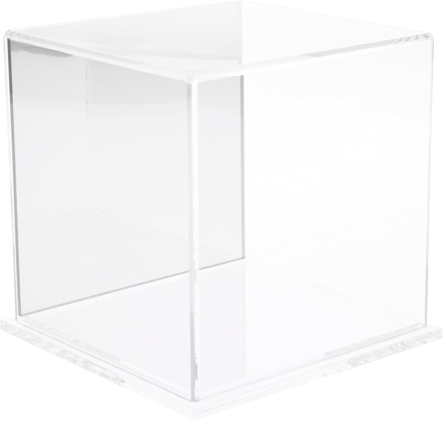 Plymor Clear Acrylic Display Case with Clear Base (Mirror Back), 6 x 6 x 6