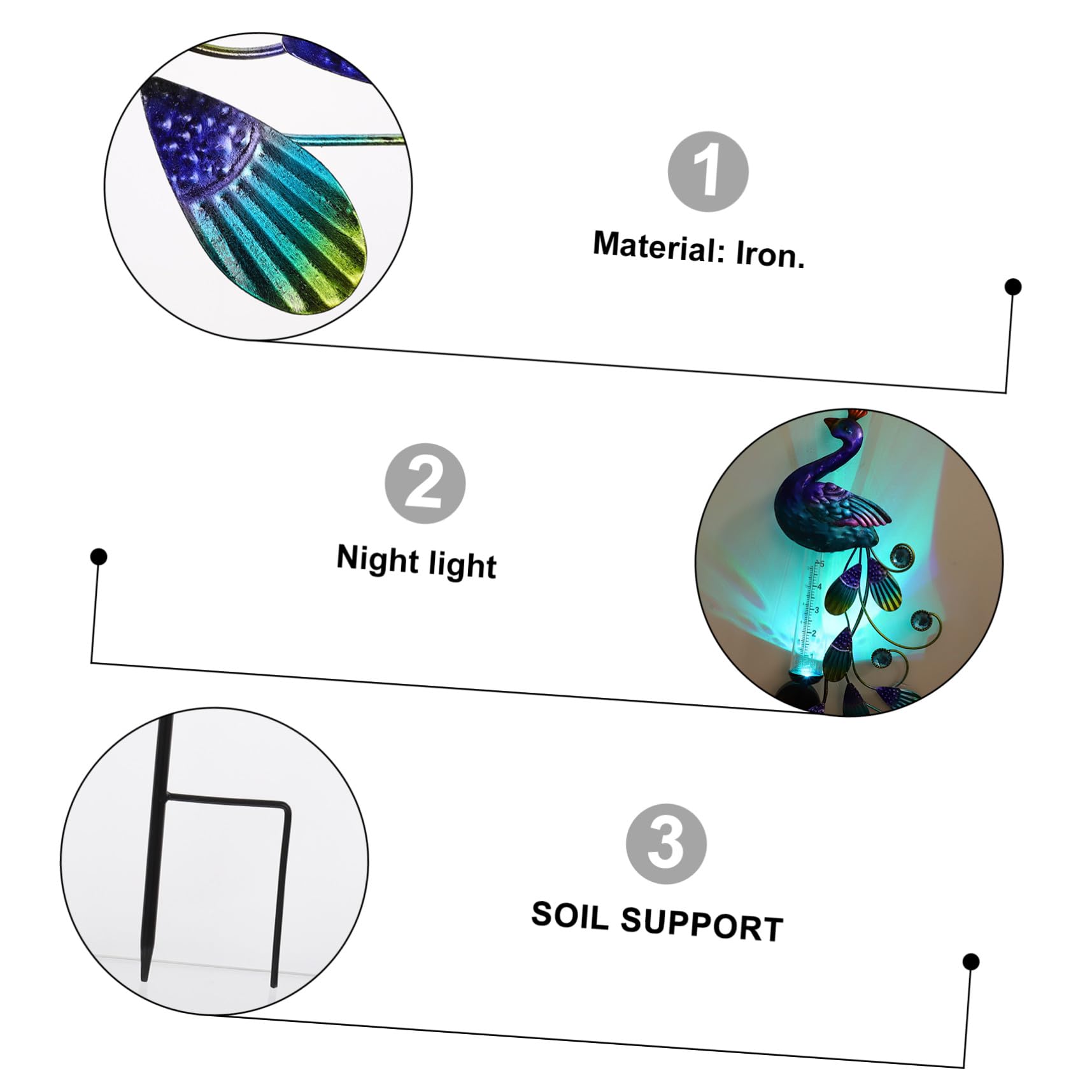 Didiseaon Lumière de Jardin Solaire Paon en Fer, Étanche, Pelouse